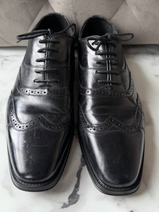 Karl Lagerfeld Leather Wingtip Oxford Dress Shoes in Black Size 9 main image 10
